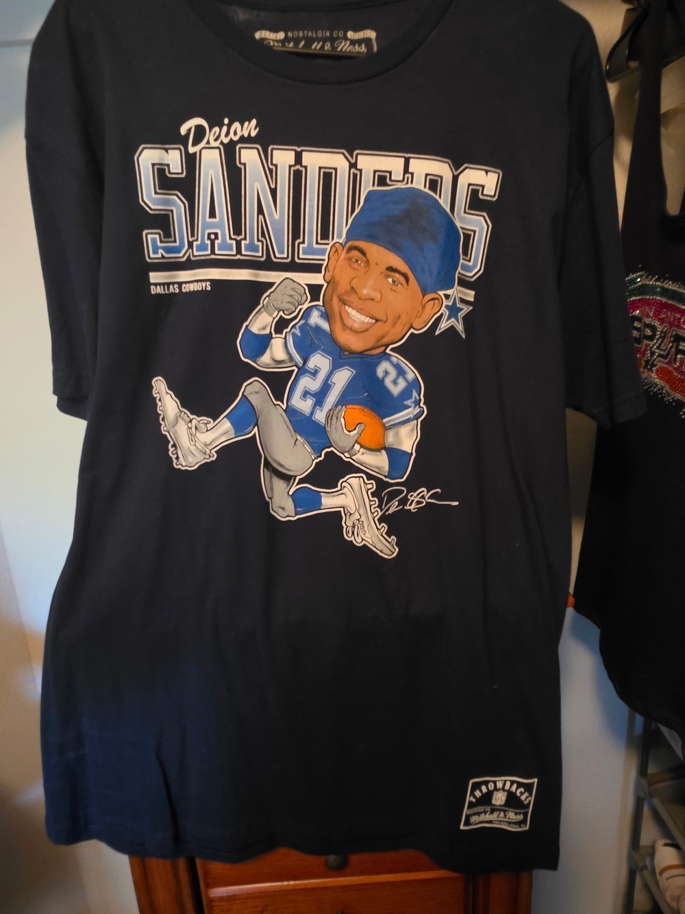 Nostalgia Navy Deion Sanders Dallas Cowboys Graphic Tee